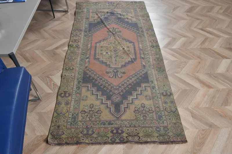 Alfombra Marroquí Verde 3,3x7ft Decoración Elegante