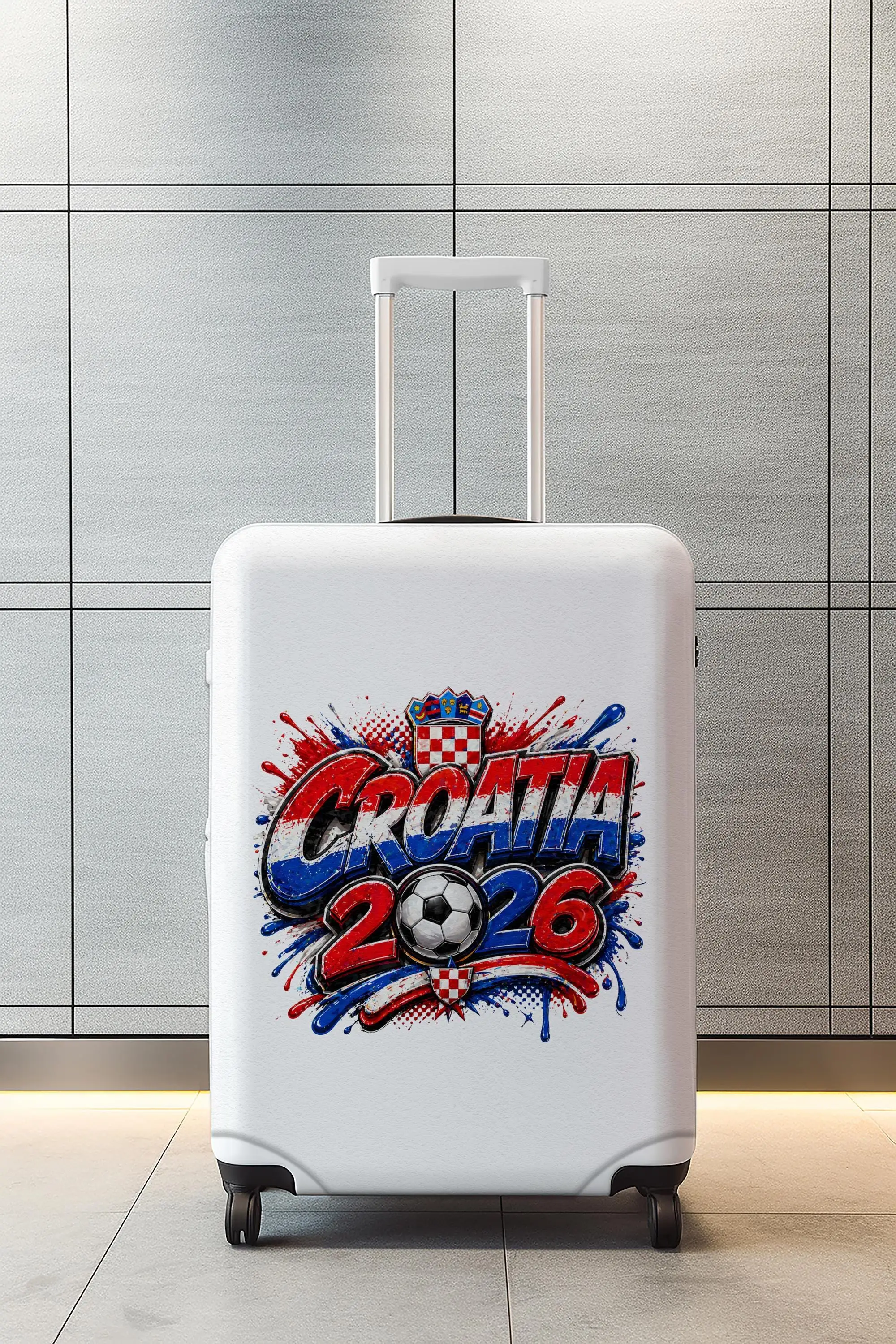 Kroatien-Fußball-Gepäckhülle, 2026-Fan-Kofferschutz mit Text - 1