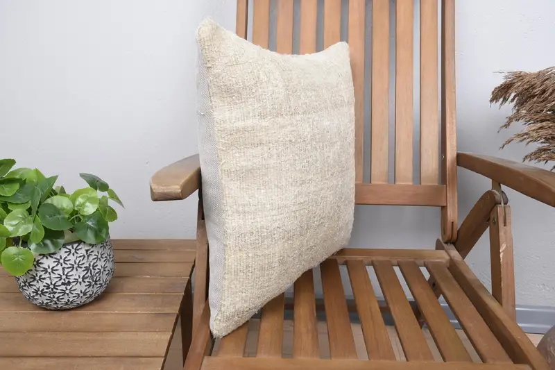 Kilim Cushion Sham, Patio Cushion Case, Vintage Kilim Throw Pillow, Sofa Cushion, Pillow for Couch, 18x18 Beige Pillow Case, Cushion Cover - 2