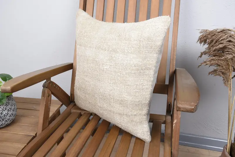 Kilim Cushion Sham, Patio Cushion Case, Vintage Kilim Throw Pillow, Sofa Cushion, Pillow for Couch, 18x18 Beige Pillow Case, Cushion Cover - 3