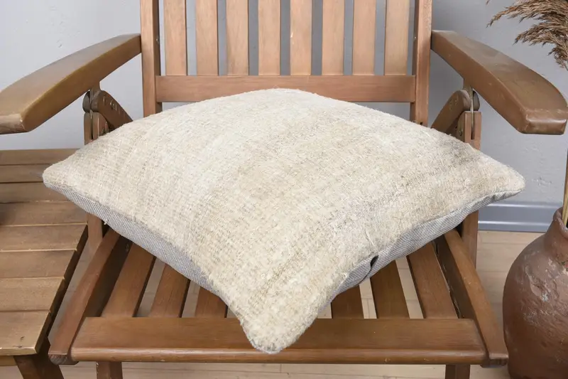 Kilim Cushion Sham, Patio Cushion Case, Vintage Kilim Throw Pillow, Sofa Cushion, Pillow for Couch, 18x18 Beige Pillow Case, Cushion Cover - 4