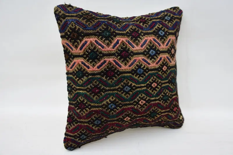 Shabby Chic Pillow Sham, Throw Kilim Pillow, Pillow Sham, Antique Pillows, Bed Cushion, Aztec Cushion, Kilim Pillow Cover, 12x12 Pink Cushion - 2