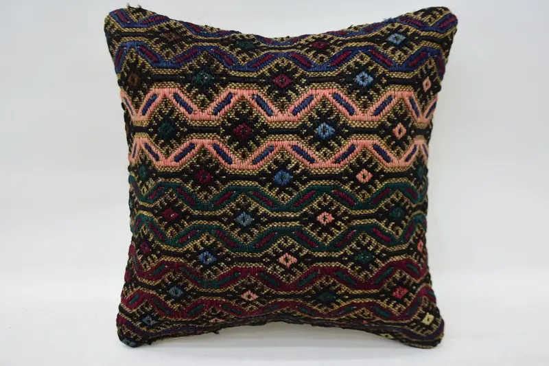Shabby Chic Pillow Sham, Throw Kilim Pillow, Pillow Sham, Antique Pillows, Bed Cushion, Aztec Cushion, Kilim Pillow Cover, 12x12 Pink Cushion - 4