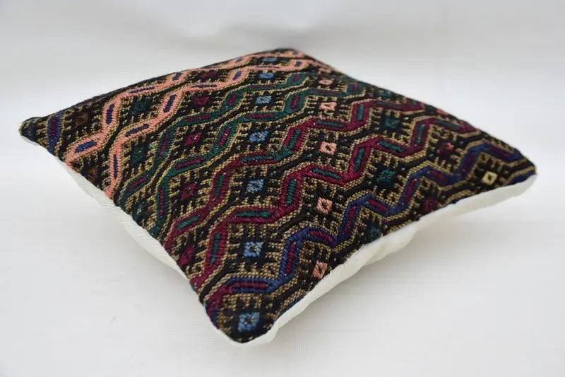 Shabby Chic Pillow Sham, Throw Kilim Pillow, Pillow Sham, Antique Pillows, Bed Cushion, Aztec Cushion, Kilim Pillow Cover, 12x12 Pink Cushion - 6
