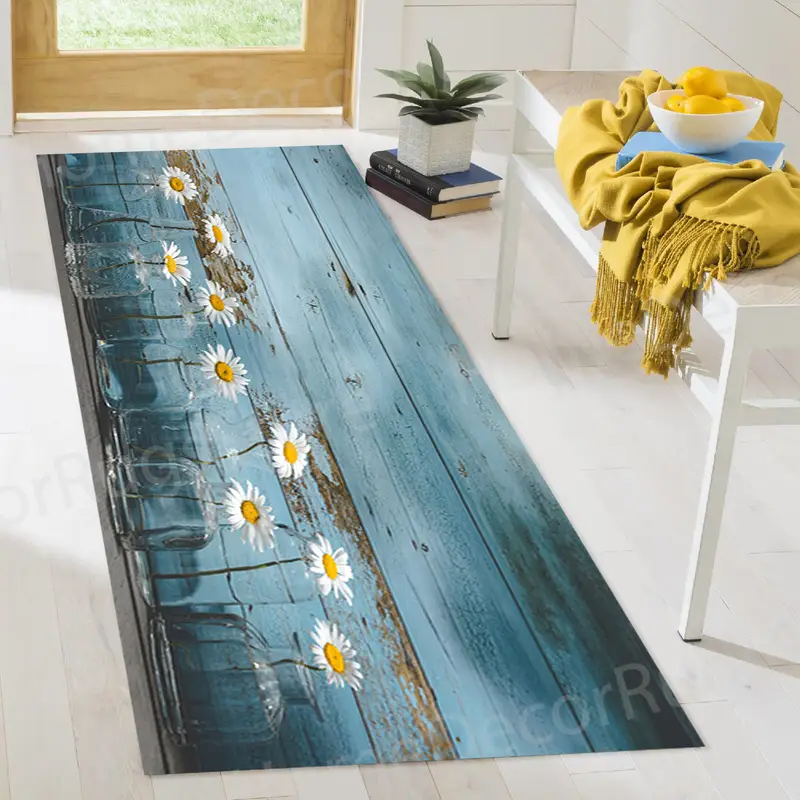 Eleganter Teppich mit Gänseblümchenmuster: Bauernhaus-Charme für moderne Häuser