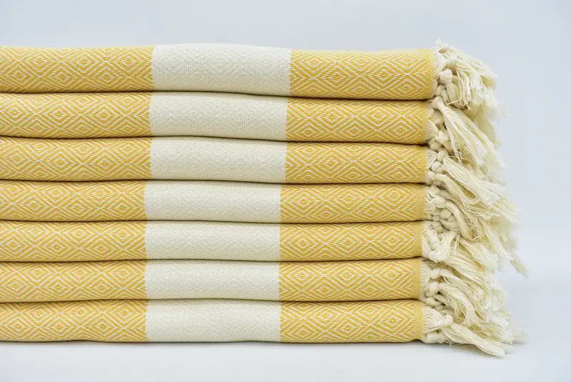 Gift For Best Friend, 70x40 Mustard Diamond Towel, Personalized Beach Towel