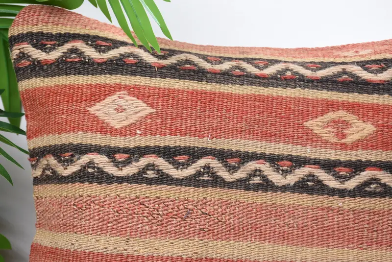 Handmade Cushion, Tribal Pillow Cover, Pillow for Couch, 14x14 Beige Cushion Cover, Pillow for Sofa, Ethnical Kilim Rug Pillow, Pillow Cover - 2