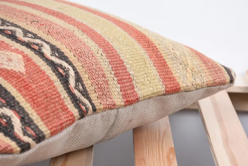 Handmade Cushion, Tribal Pillow Cover, Pillow for Couch, 14x14 Beige Cushion Cover, Pillow for Sofa, Ethnical Kilim Rug Pillow, Pillow Cover - 7