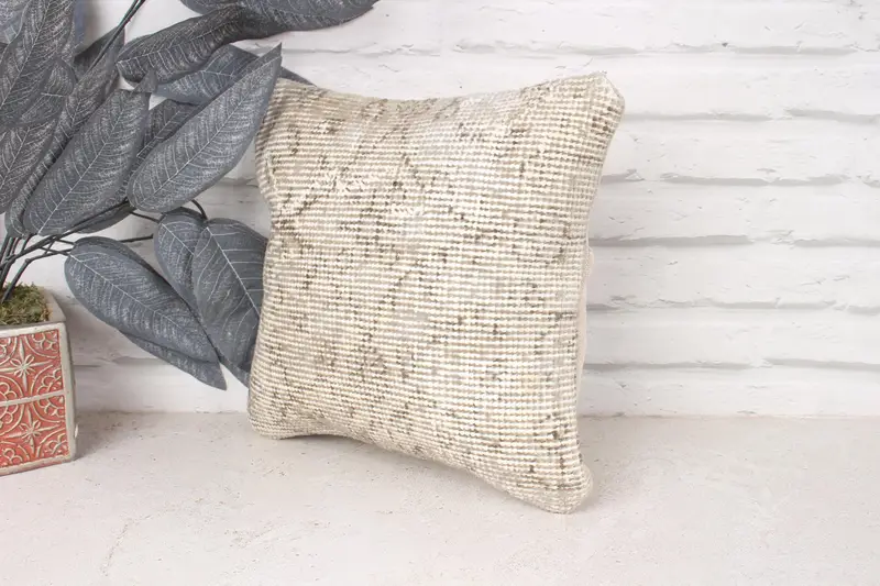 Sofa Bolster Pillow, Comfy Throw Cushion, Gift Pillow, Pillow Sham, Bright Pillow, 12x12 Beige Cushion Case, Antique Pillows, Kilim Pillow Cover - 4