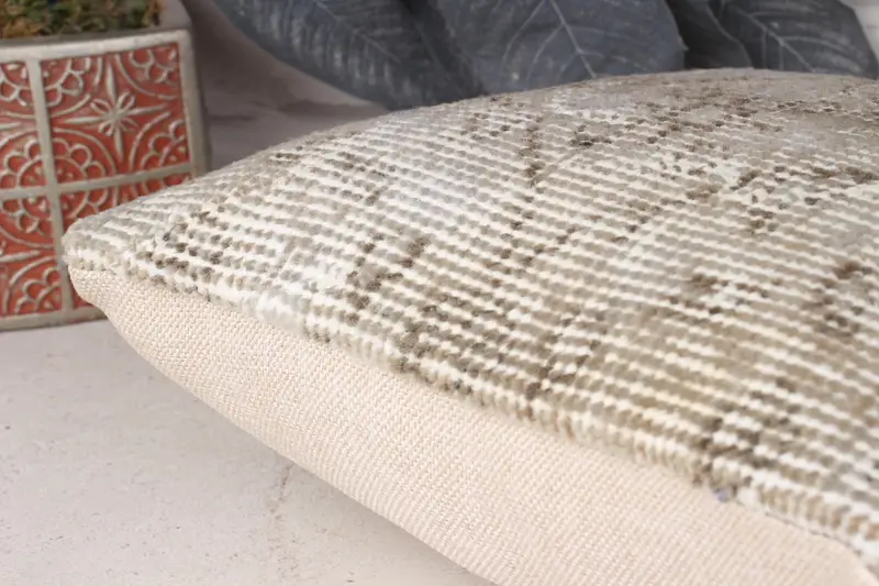 Sofa Bolster Pillow, Comfy Throw Cushion, Gift Pillow, Pillow Sham, Bright Pillow, 12x12 Beige Cushion Case, Antique Pillows, Kilim Pillow Cover - 7