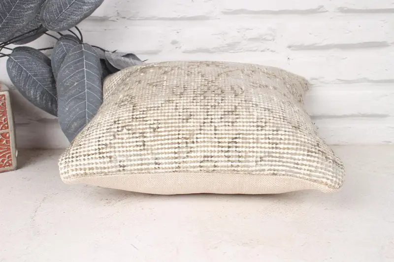 Sofa Bolster Pillow, Comfy Throw Cushion, Gift Pillow, Pillow Sham, Bright Pillow, 12x12 Beige Cushion Case, Antique Pillows, Kilim Pillow Cover - 5