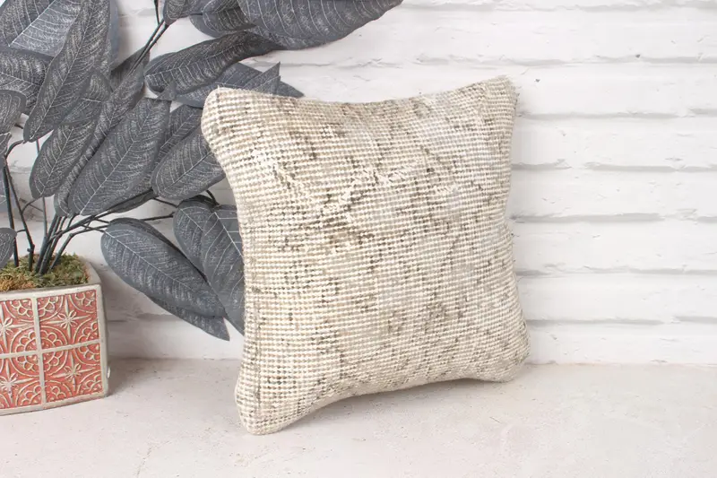 Sofa Bolster Pillow, Comfy Throw Cushion, Gift Pillow, Pillow Sham, Bright Pillow, 12x12 Beige Cushion Case, Antique Pillows, Kilim Pillow Cover - 3
