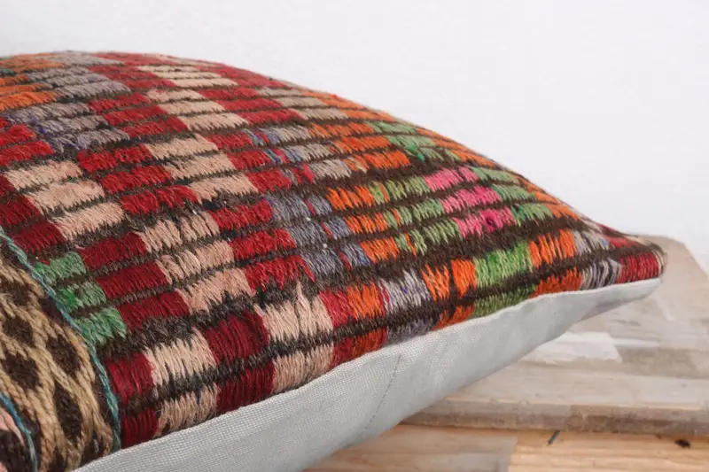 Boho Pillow, Vintage Pillow, Vintage Kilim Throw Pillow, Office Chair Cushion Case, Pillow Cover, 18x18 Red Pillow Case, Natural Cushion Case - 6
