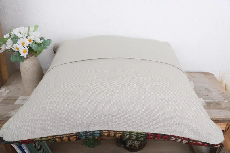 Boho Pillow, Vintage Pillow, Vintage Kilim Throw Pillow, Office Chair Cushion Case, Pillow Cover, 18x18 Red Pillow Case, Natural Cushion Case - 7