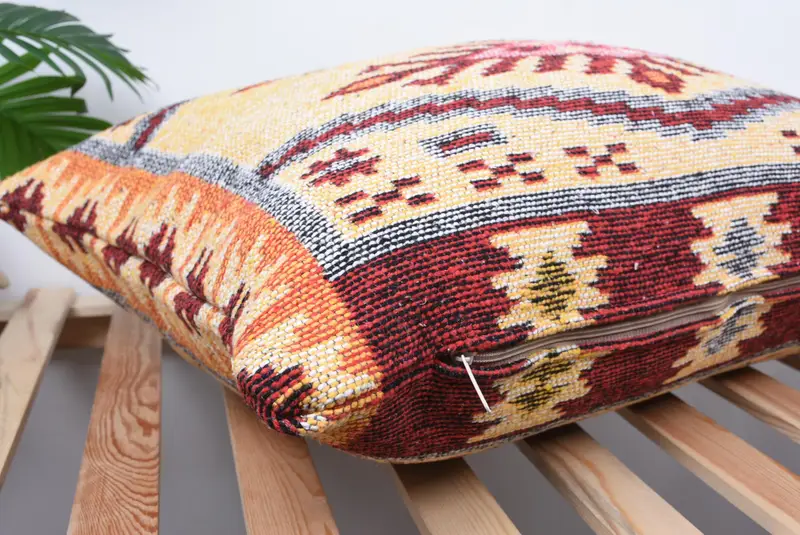 Vintage Throw Pillow Case, Cushion Case, 20x28 Yellow Pillow Case, Handmade Kilim Cushion, Antique Pillows, Throw Kilim Pillow - 6