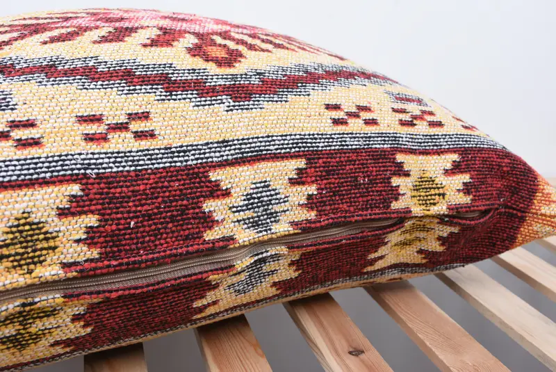 Vintage Throw Pillow Case, Cushion Case, 20x28 Yellow Pillow Case, Handmade Kilim Cushion, Antique Pillows, Throw Kilim Pillow - 7