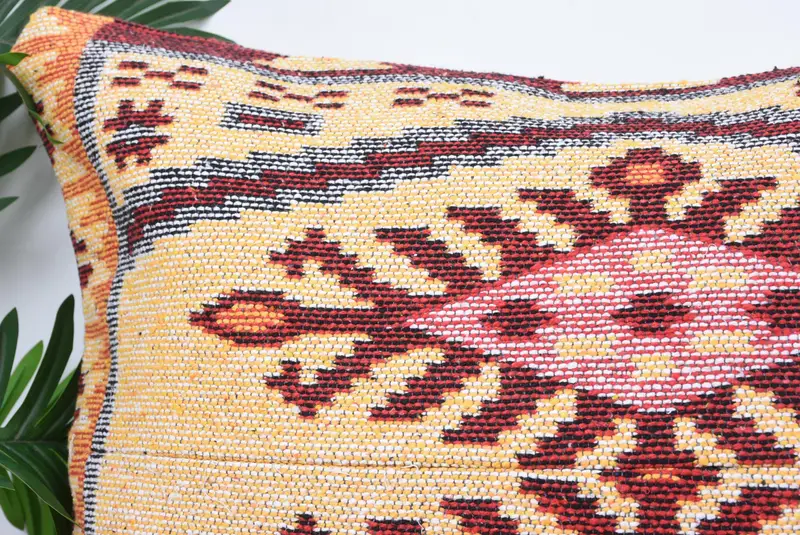 Vintage Throw Pillow Case, Cushion Case, 20x28 Yellow Pillow Case, Handmade Kilim Cushion, Antique Pillows, Throw Kilim Pillow - 2