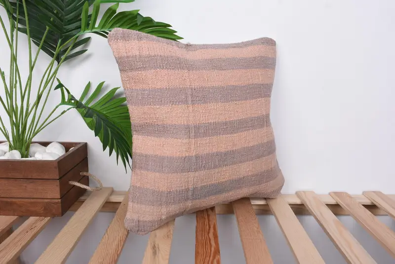 Vintage Kilim Pillow, Pillow for Couch, Kilim Pillow, Customized Pillow Sham, Armchair Cushion Case, Pillow Sham, 16x16 Beige Pillow - 4
