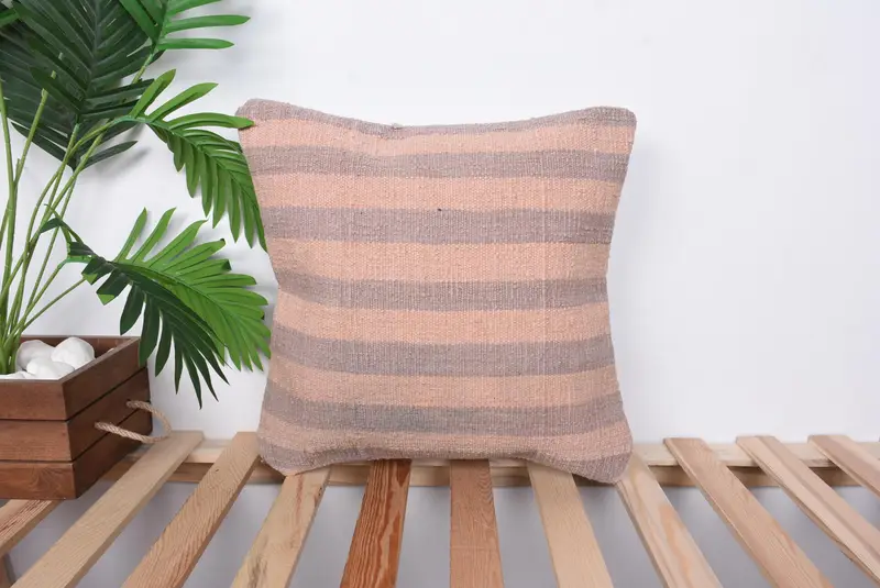 Vintage Kilim Pillow, Pillow for Couch, Kilim Pillow, Customized Pillow Sham, Armchair Cushion Case, Pillow Sham, 16x16 Beige Pillow - 1