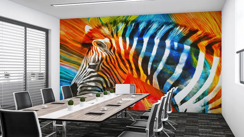 Modern Wall Paper, Zebra Wall Paper, Colorful Zebra Wallpaper, Safari Wall Art, Abstract Wall Paper, Contemporary Wall Mural, - 8