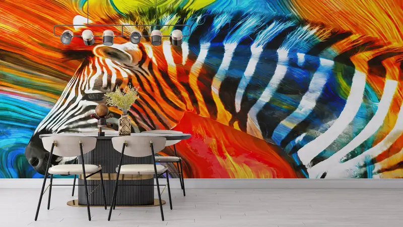Modern Wall Paper, Zebra Wall Paper, Colorful Zebra Wallpaper, Safari Wall Art, Abstract Wall Paper, Contemporary Wall Mural, - 20