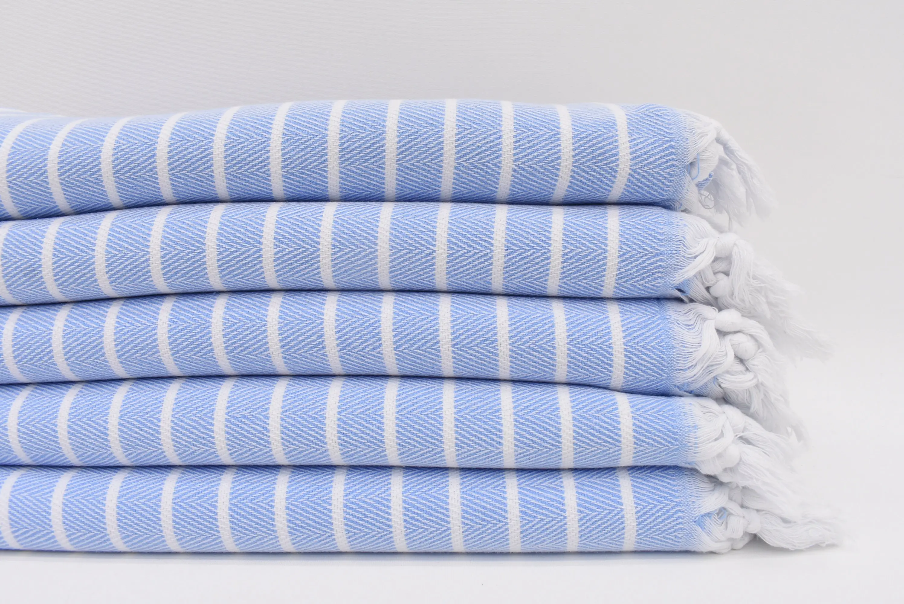 Baby Blue Striped Organic Cotton Towel, 70x40 Inches - 1