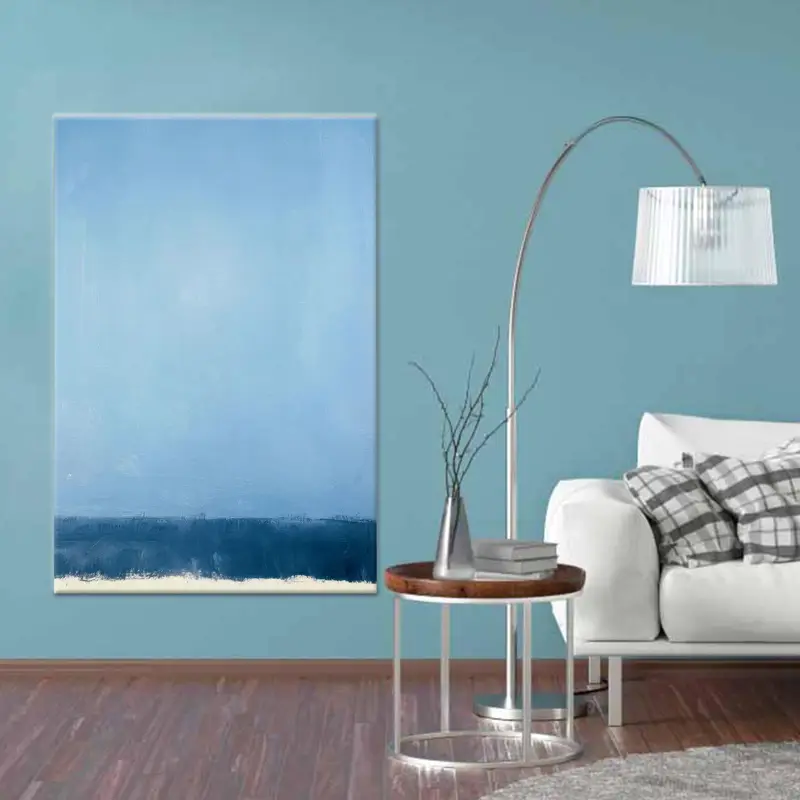 Modern Boho Lacivert Baskılı Kanvas Tablo - Zarif Duvar Sanatı