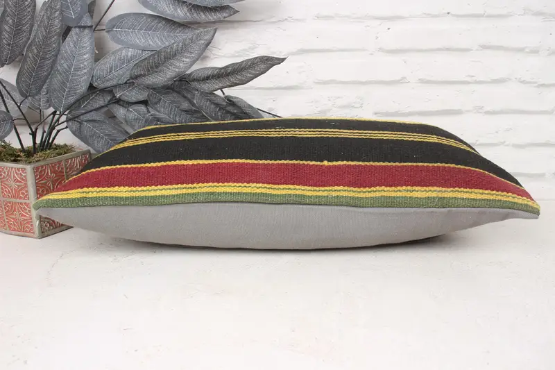 Nomadic Cushion Cover, Ethnical Kilim Rug Pillow, Handmade Kilim Cushion, Pillow Cover, 12x24 Yellow Pillow Cover, Vintage Pillow - 5