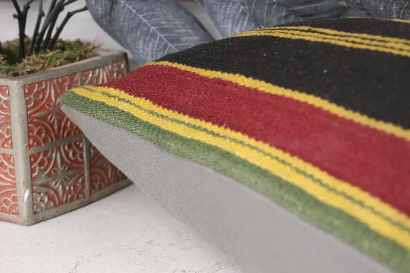 Nomadic Cushion Cover, Ethnical Kilim Rug Pillow, Handmade Kilim Cushion, Pillow Cover, 12x24 Yellow Pillow Cover, Vintage Pillow - 7