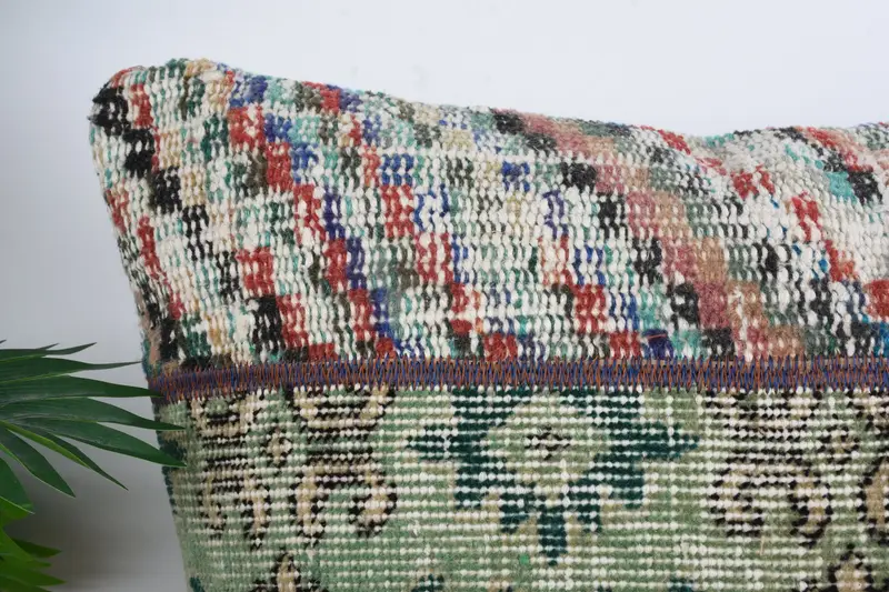 Chair Cushion, Handwoven Pillow Cover Cushion, 24x24 Green Pillow Cover, Gift Pillow, Antique Pillows, Vintage Kilim Pillow, Cushion Cover - 2