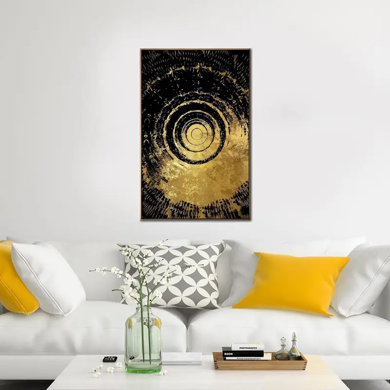 Golden Abstract Luxury Canvas Print: Elegant Black & Gold Art