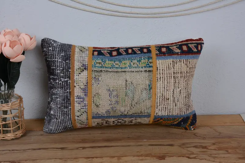 12x20 Blue Pillow Case, Pillow, Handmade Kilim Cushion, Home Decor Pillow, Outdoor Patio Pillow Cover, Turkish Kilim Pillow - 2
