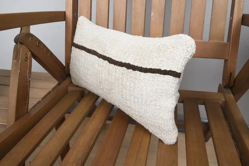 Farmhouse Pillow Case, 8x16 White Pillow, Floor Cushion Cover, Boho Pillow, Vintage Pillow, Pillow Cover, Vintage Kilim Pillow - 3