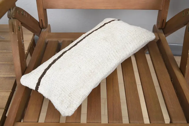 Farmhouse Pillow Case, 8x16 White Pillow, Floor Cushion Cover, Boho Pillow, Vintage Pillow, Pillow Cover, Vintage Kilim Pillow - 4
