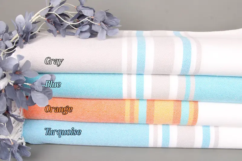 Cotton Towel Organic Beige Striped, Bath Towel 40x71 Inches