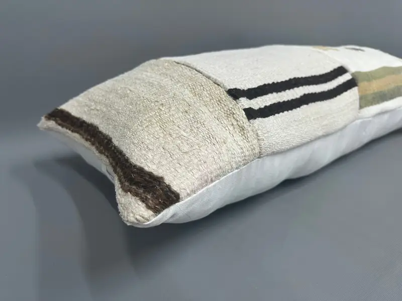 Boho Pillow Sham Cover, 16x36 Beige Pillow Sham, Pillow, Handmade Kilim Cushion, Cotton Cushion, Chair Pillow Case, Interior Designer Pillow - 6