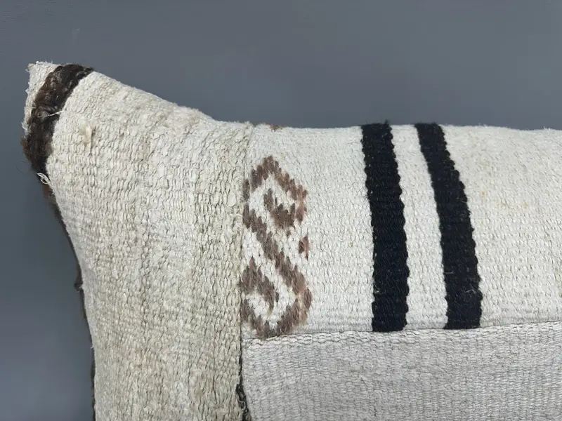 Boho Pillow Sham Cover, 16x36 Beige Pillow Sham, Pillow, Handmade Kilim Cushion, Cotton Cushion, Chair Pillow Case, Interior Designer Pillow - 5