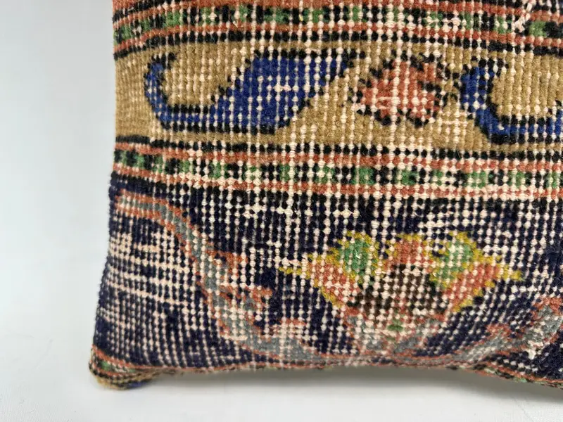 14x14 Blue Cushion Case, Kilim Cushion Sham, Turkish Kilim Pillow, Crochet Pattern Pillow Sham, Pillow Case, Kilim Pillow, Ikat Cushion - 2