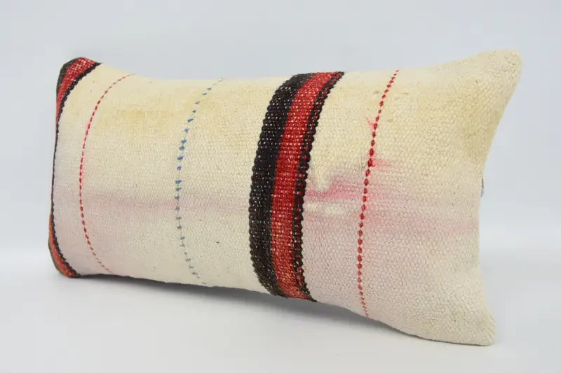 Throw Kilim Pillow, Cushion, Personalized Gift Pillow Cushion Cover, 8x16 Beige Pillow Case, Antique Pillows, Vintage Kilim Throw Pillow - 4