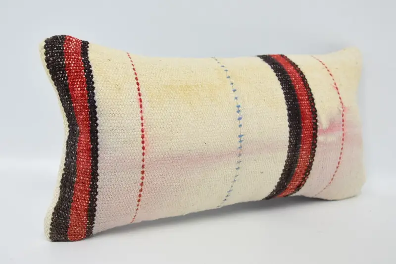 Throw Kilim Pillow, Cushion, Personalized Gift Pillow Cushion Cover, 8x16 Beige Pillow Case, Antique Pillows, Vintage Kilim Throw Pillow - 3