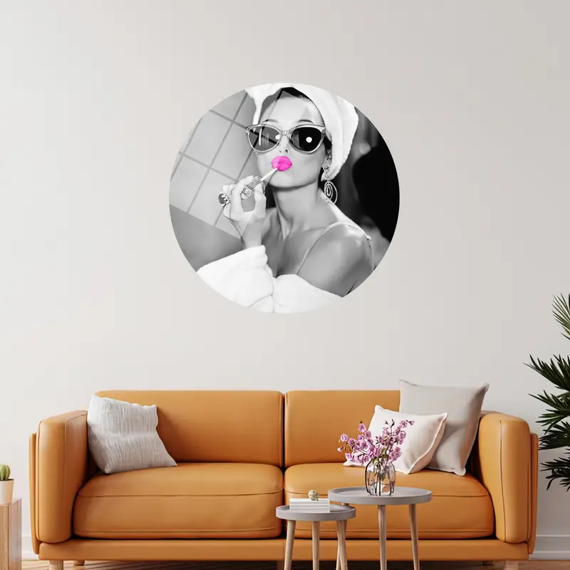 Audrey Hepburn Pink Lip Canvas: Contemporary Fashion Art