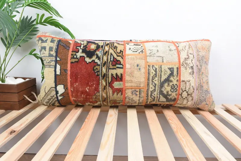 Turkish Kilim Pillow, 16x36 Red Pillow Sham, Boho Pillow, Handwoven Cushion Cover, Pillow, Pet Cushion Cover, Antique Pillows, Car Cushion Cover - 1
