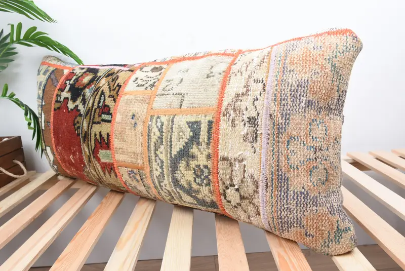 Turkish Kilim Pillow, 16x36 Red Pillow Sham, Boho Pillow, Handwoven Cushion Cover, Pillow, Pet Cushion Cover, Antique Pillows, Car Cushion Cover - 5