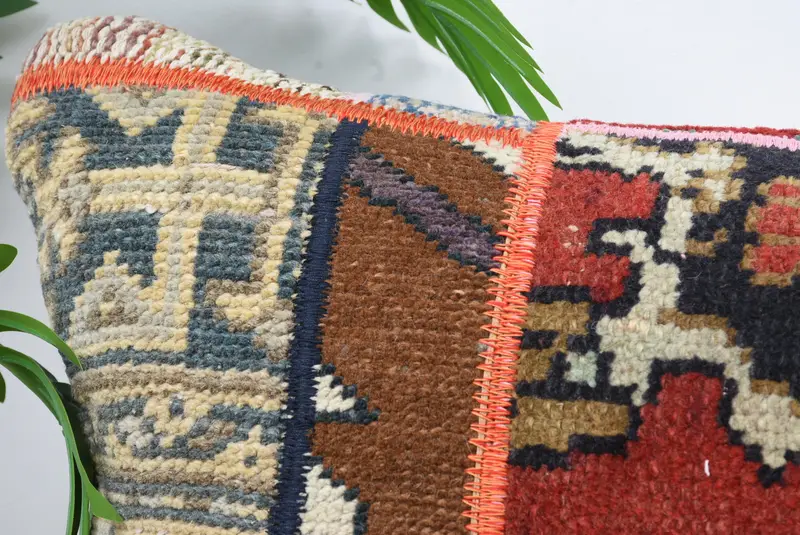 Turkish Kilim Pillow, 16x36 Red Pillow Sham, Boho Pillow, Handwoven Cushion Cover, Pillow, Pet Cushion Cover, Antique Pillows, Car Cushion Cover - 2
