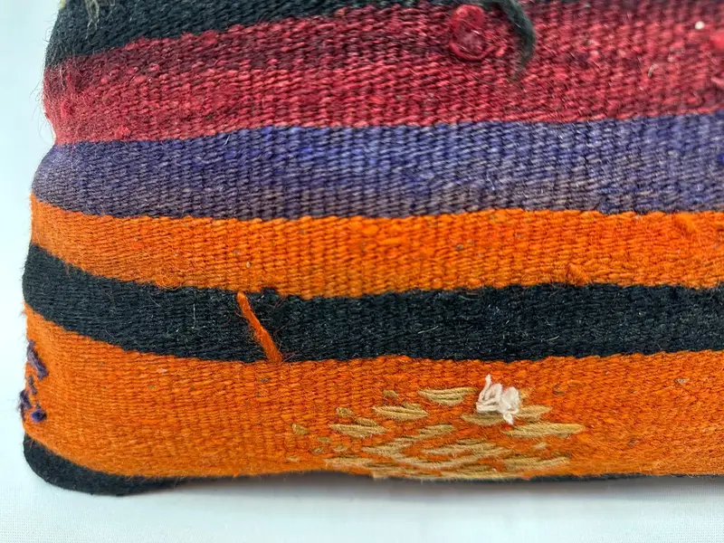 18x18 Orange Pillow, Nautical Throw Cushion Case, Throw Kilim Pillow, Vintage Pillow, Cushion Cover, Turkish Pillow, Chair Cushion - 2