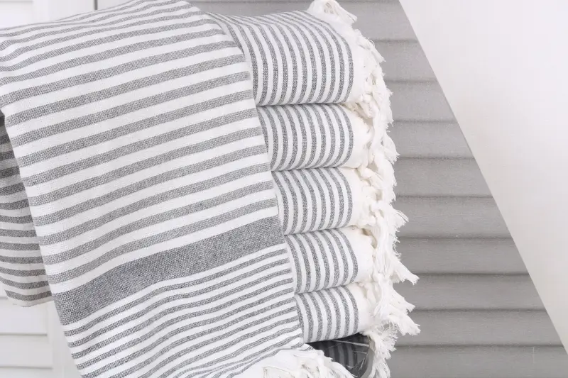 Bachelorette Towel Khaki Green Striped Terry Towel 40x67 Inches