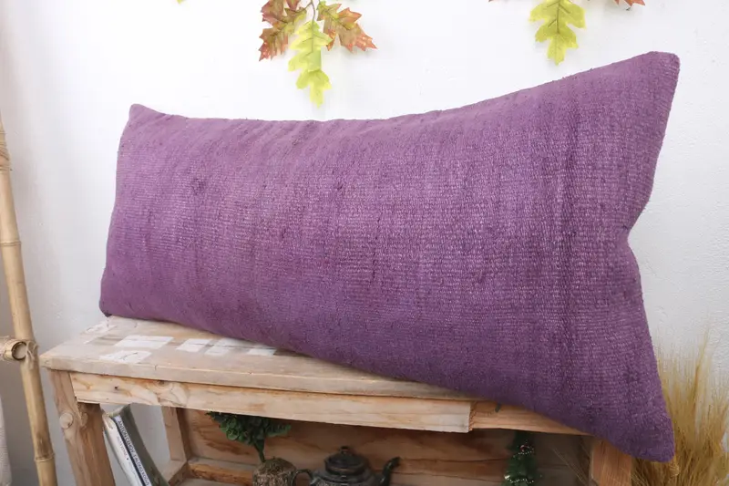 Christmas Pillow Sham, Turkish Pillow, Pillow for Couch, Southwestern Pillow Sham, Kilim Cushion Sham, 16x36 Purple Pillow Sham, Pillow Case - 4