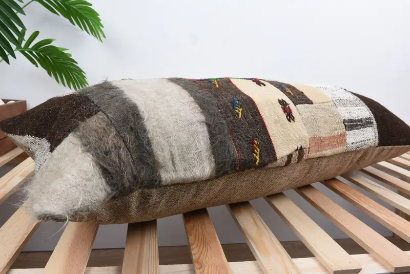 Vintage Kilim Pillow, Boho Chic Cushion Case, Home Decor Pillow, Throw Kilim Pillow, 16x36 Blue Pillow Cover, Cushion, Armchair Cushion Case - 6