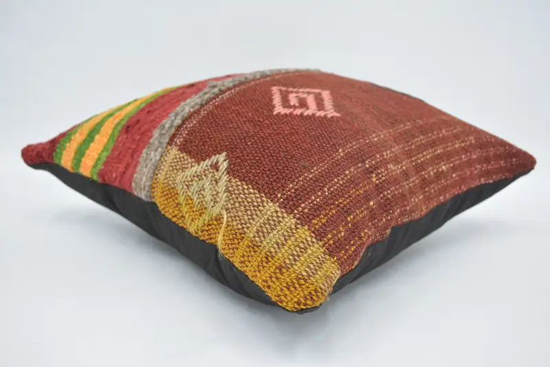 Custom Cushion, Ethnical Kilim Rug Pillow, Pillow for Sofa, Vintage Kilim Pillow, Car Cushion Case, 14x14 Red Pillow Cover, Cushion Cover - 6