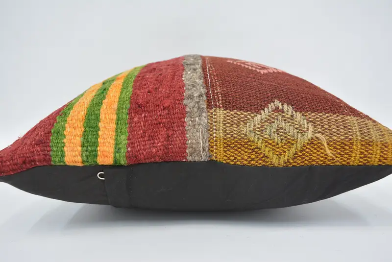 Custom Cushion, Ethnical Kilim Rug Pillow, Pillow for Sofa, Vintage Kilim Pillow, Car Cushion Case, 14x14 Red Pillow Cover, Cushion Cover - 5